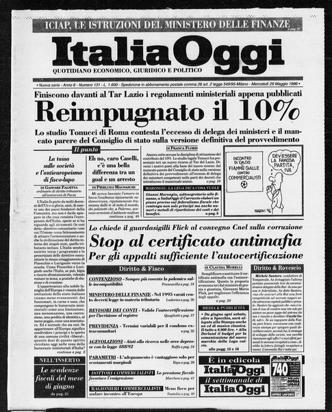 Italia oggi : quotidiano di economia finanza e politica